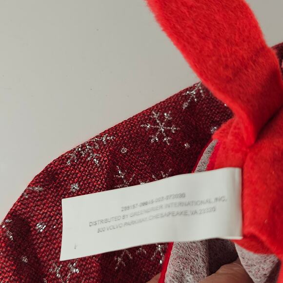 Red Christmas Stocking Glitter Silver Snowflakes 16" Hanging Holiday Decor - Picture 9 of 14